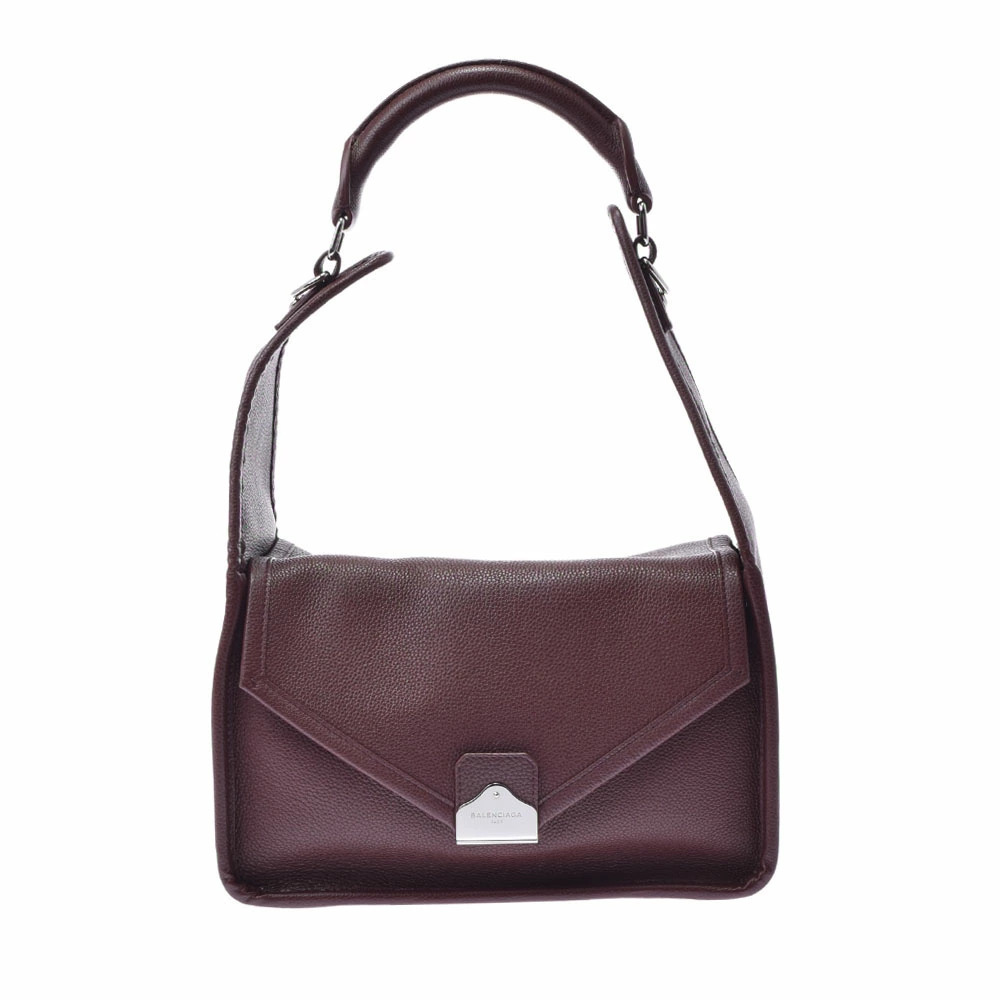 BALENCIAGA Burgundy Red Leather Shoulder Bag
